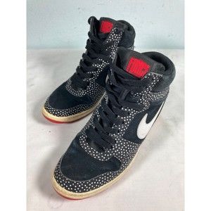 Nike Womens Force Dunk Sky Hi Black White Polka Hidden Wedge Shoes Size 8 RARE
